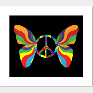 Groovy Butterfly Peace Sign Posters and Art